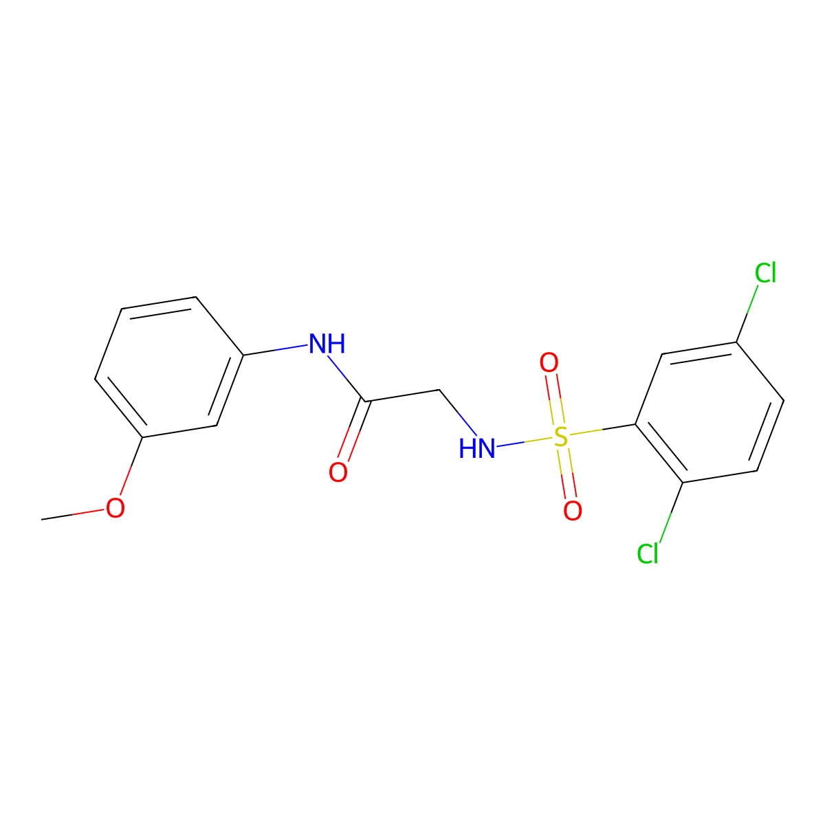 2-[(2,5-dichlorophenyl)sulfonylamino]-N-(3-methoxyphenyl)acetamide molecular structure, CAS 643005-26-9