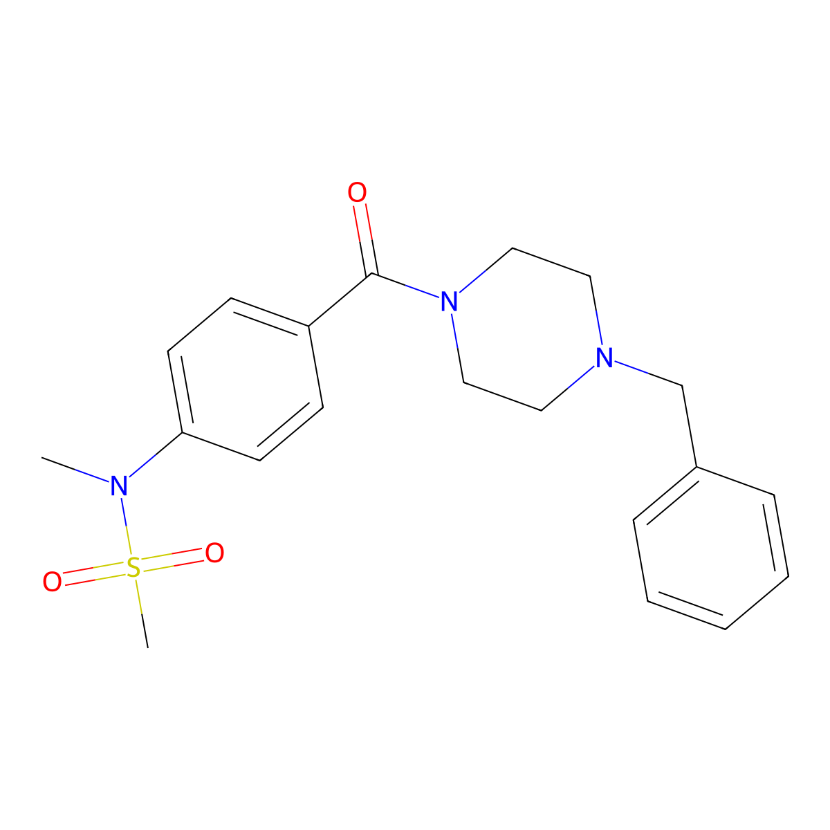 N-[4-(4-benzylpiperazine-1-carbonyl)phenyl]-N-methylmethanesulfonamide molecular structure, CAS 643005-69-0