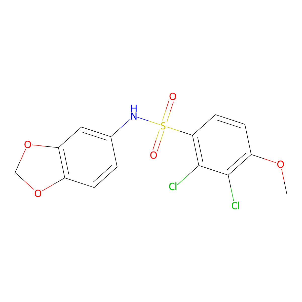 N-(1,3-benzodioxol-5-yl)-2,3-dichloro-4-methoxybenzenesulfonamide molecular structure, CAS 643005-74-7
