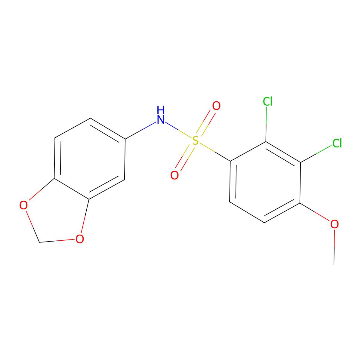 N-(1,3-benzodioxol-5-yl)-2,3-dichloro-4-methoxybenzenesulfonamide molecular structure, CAS 643005-74-7