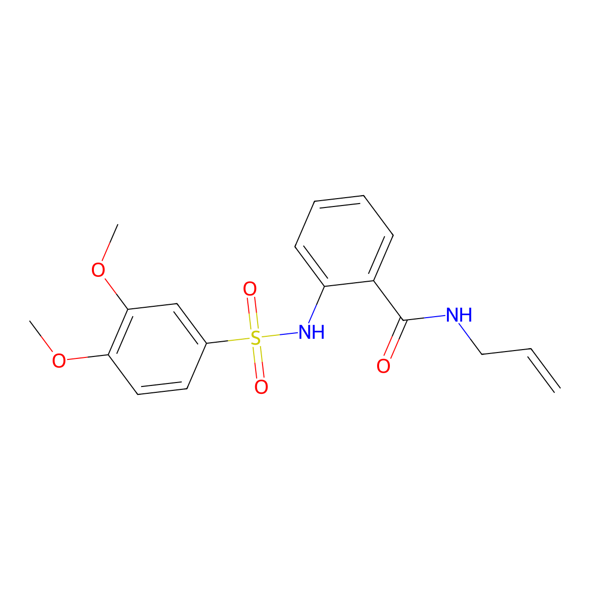 N-allyl-2-{[(3,4-dimethoxyphenyl)sulfonyl]amino}benzamide molecular structure, CAS 643006-17-1
