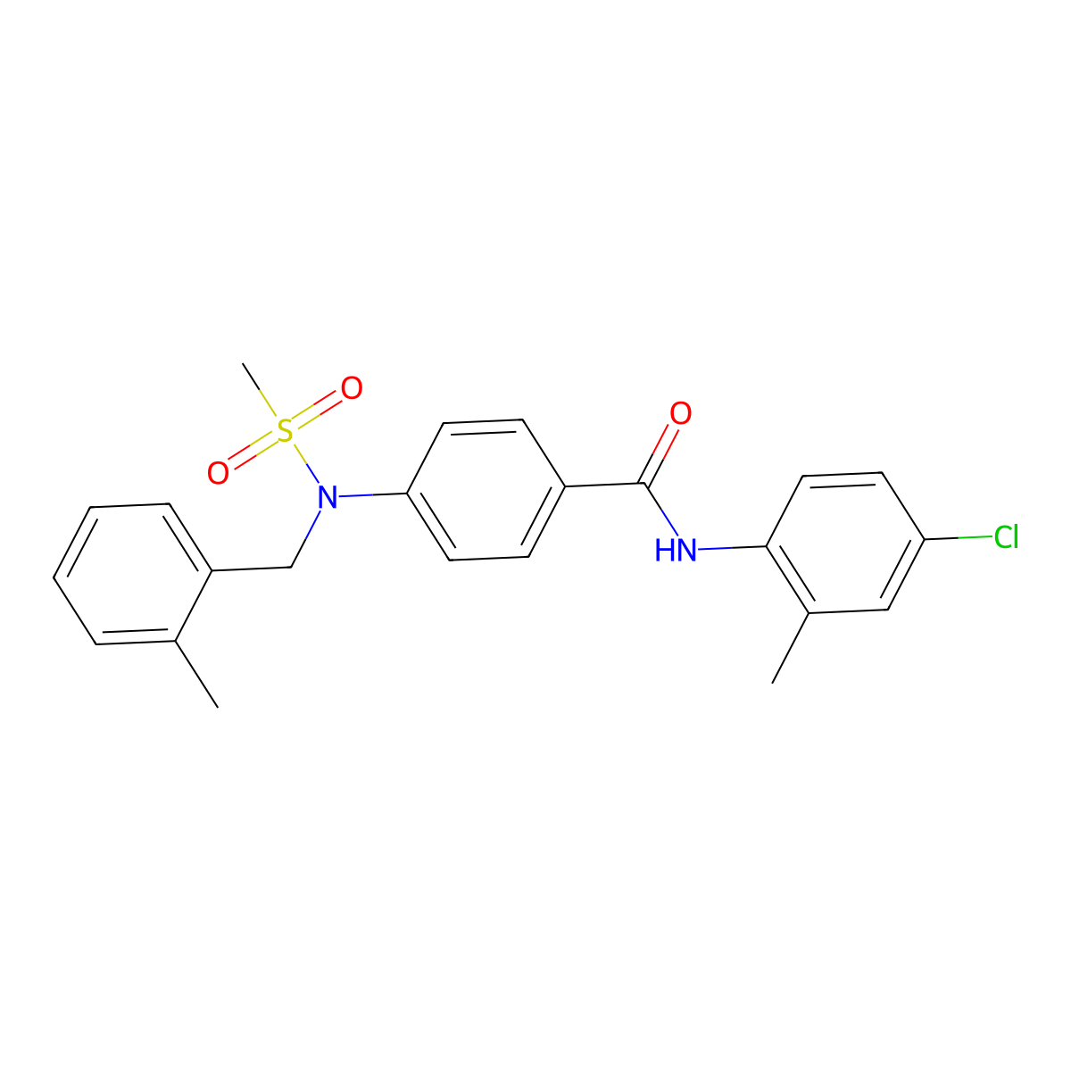 N-(4-chloro-2-methylphenyl)-4-[(2-methylphenyl)methyl-methylsulfonylamino]benzamide molecular structure, CAS 643006-35-3