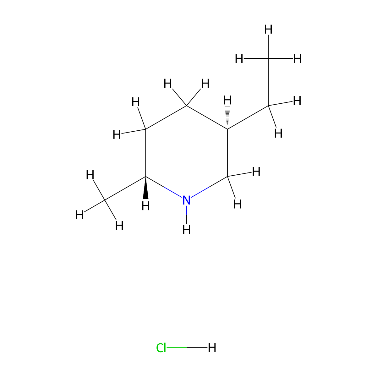 rac-(2R,5R)-5-ethyl-2-methylpiperidine hydrochloride molecular structure, CAS 64303-50-0