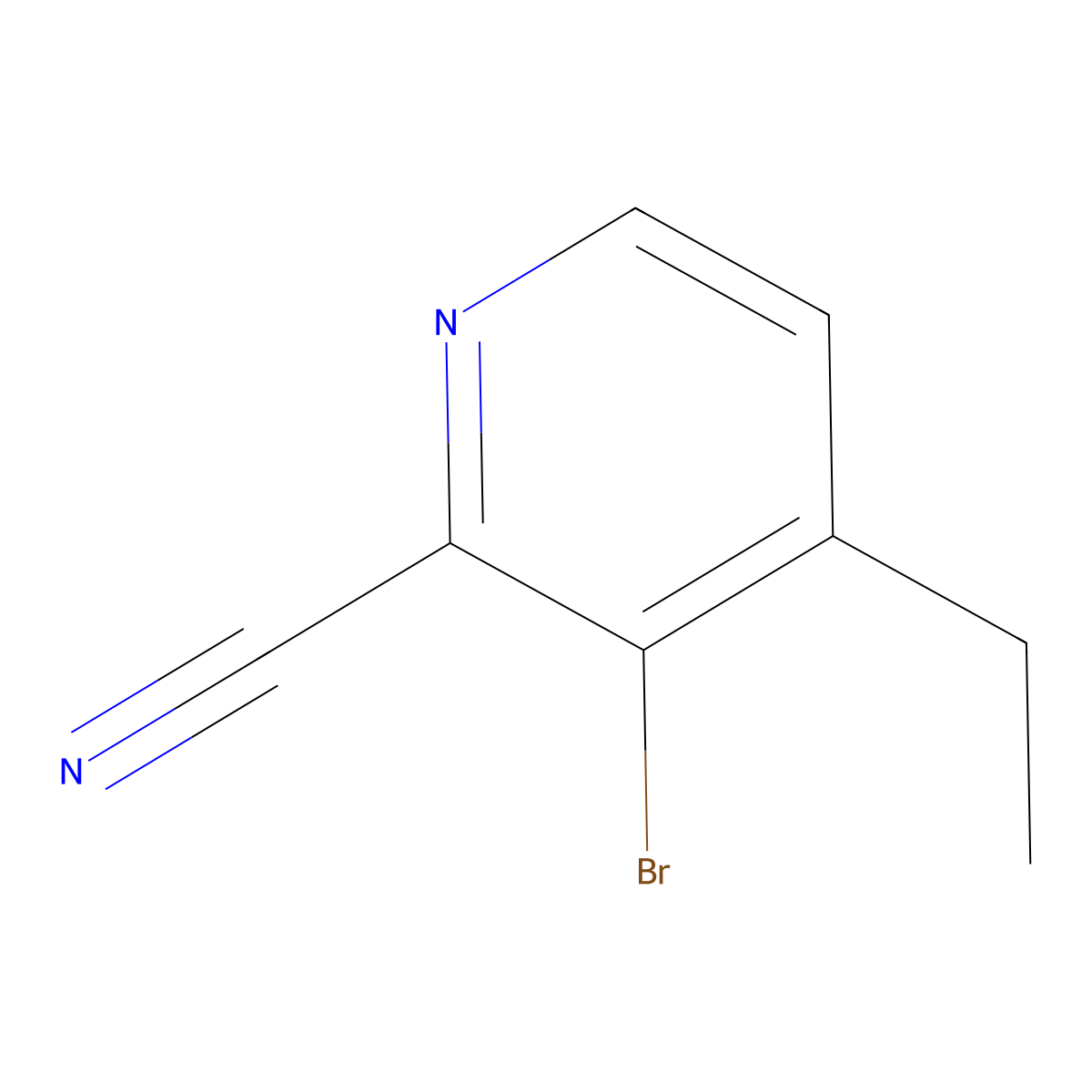 2-Pyridinecarbonitrile, 3-bromo-4-ethyl- molecular structure, CAS 64303-90-8