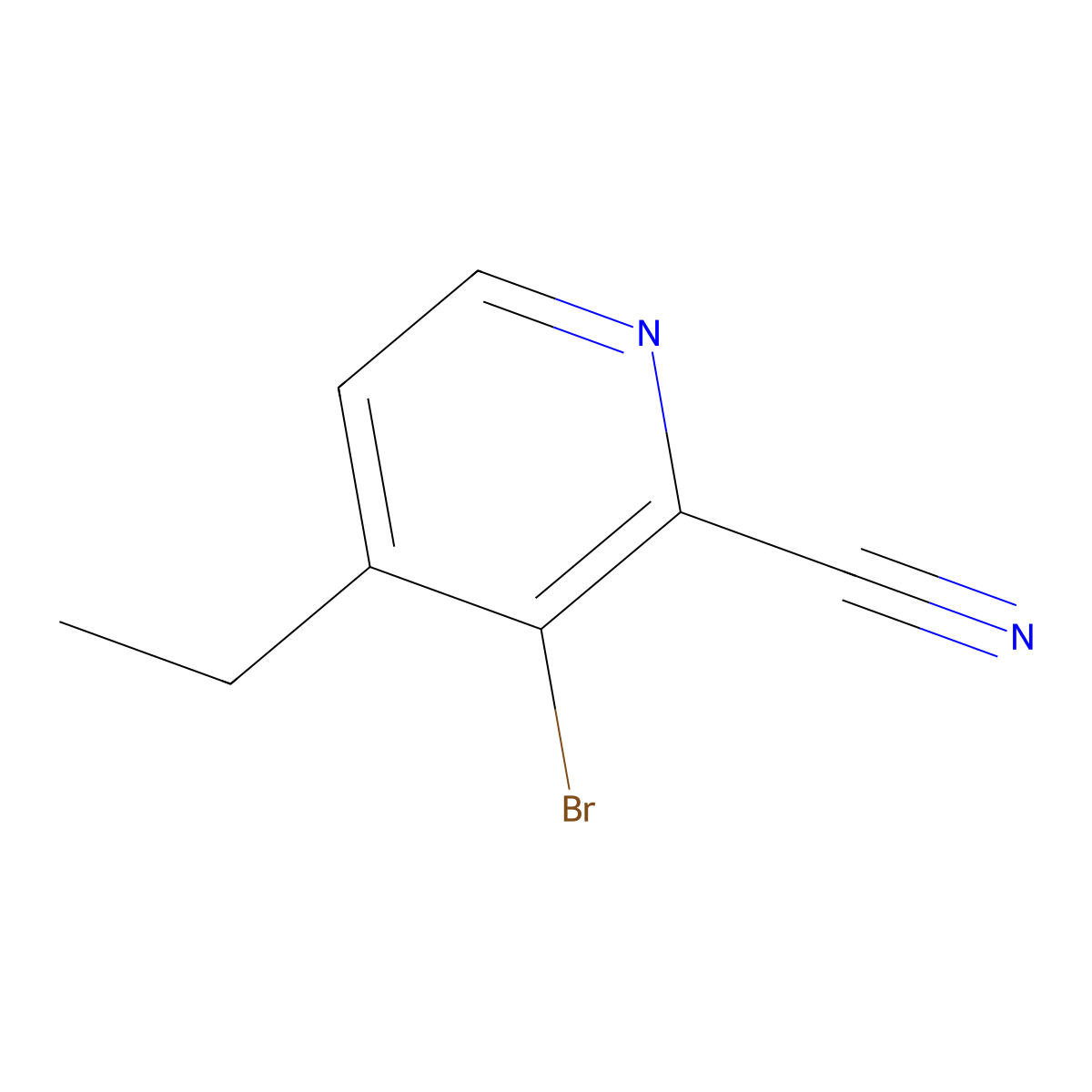 2-Pyridinecarbonitrile, 3-bromo-4-ethyl- molecular structure, CAS 64303-90-8