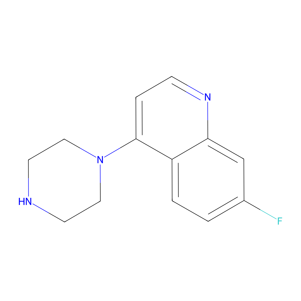 7-Fluoro-4-(piperazin-1-yl)quinoline molecular structure, CAS 643039-93-4