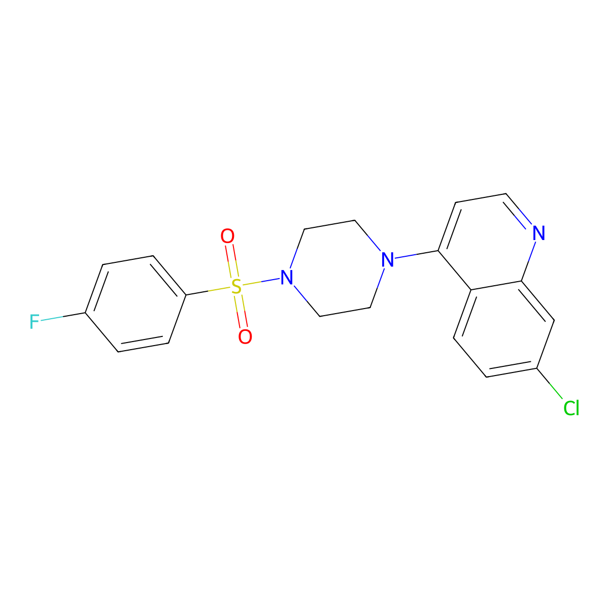 7-Chloro-4-[4-(4-fluorophenyl)sulfonylpiperazin-1-yl]quinoline molecular structure, CAS 643042-15-3