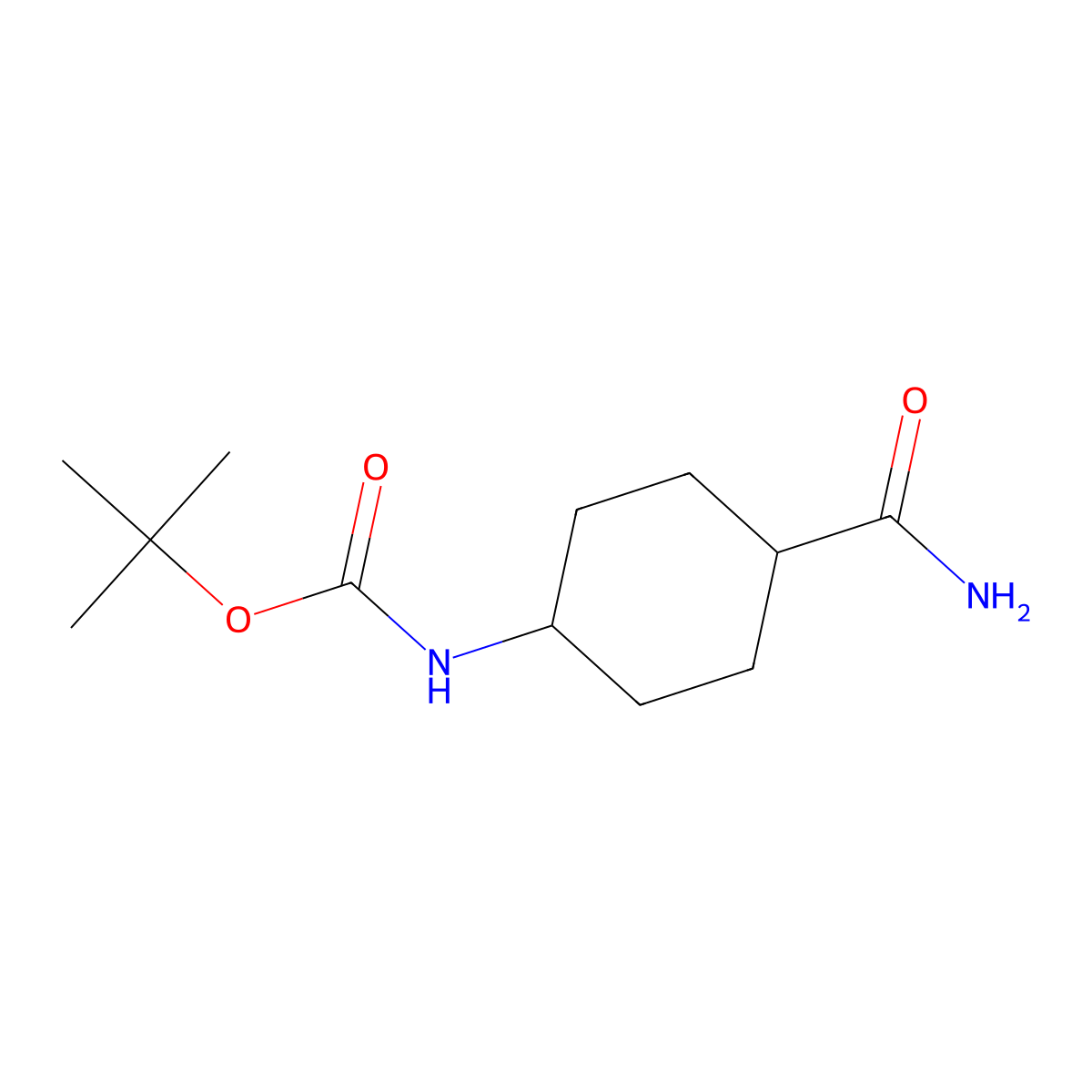 Tert-butyl trans-4-carbamoylcyclohexylcarbamate molecular structure, CAS 643067-91-8