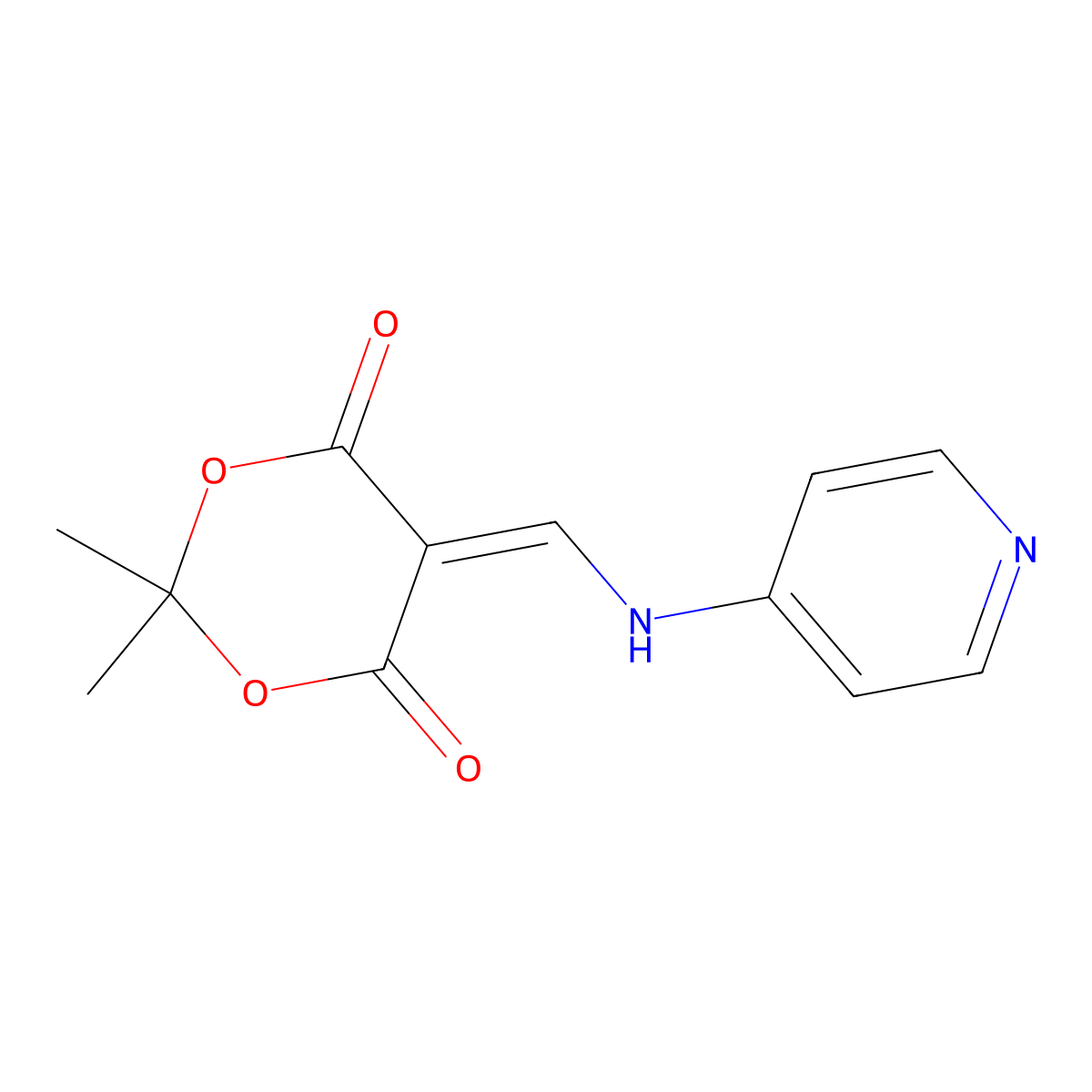2,2-Dimethyl-5-((pyridin-4-ylamino)methylene)-1,3-dioxane-4,6-dione molecular structure, CAS 643069-57-2
