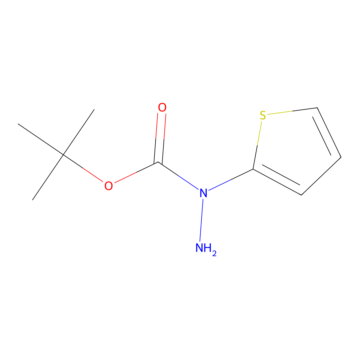 N-(thiophen-2-yl)(tert-butoxy)carbohydrazide molecular structure, CAS 64307-14-8