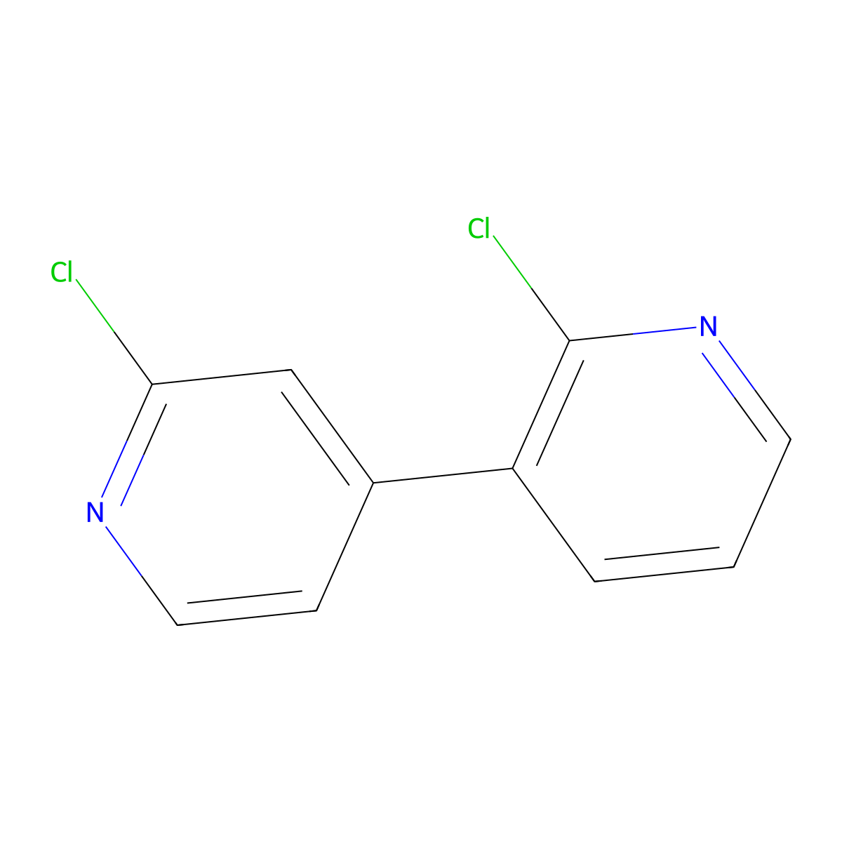 2,2'-Dichloro-3,4'-bipyridine molecular structure, CAS 643082-10-4