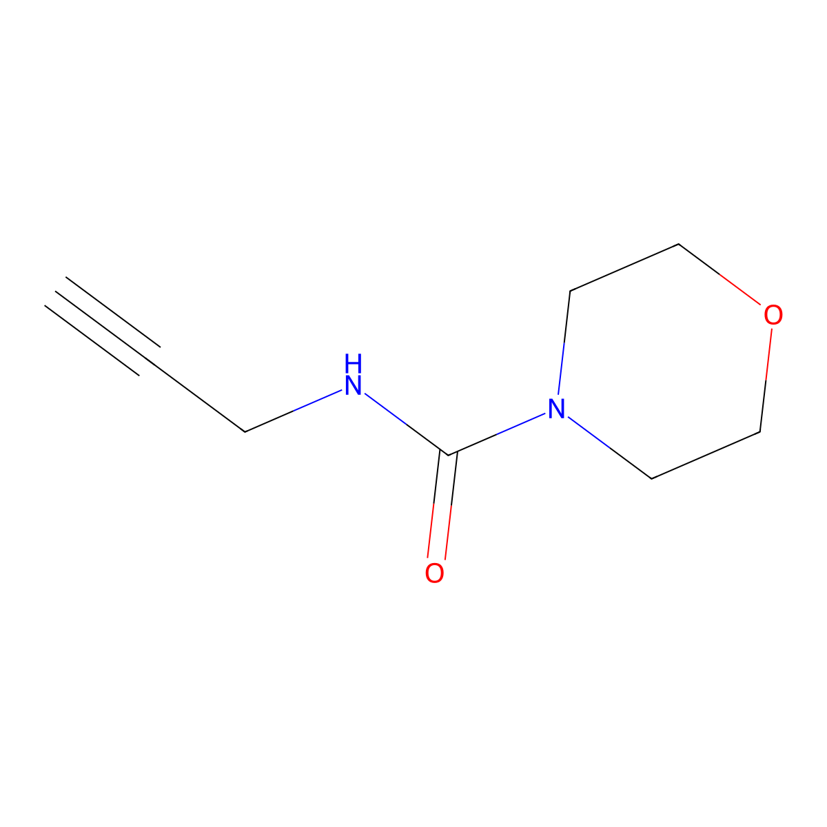 N-(prop-2-yn-1-yl)morpholine-4-carboxamide molecular structure, CAS 643083-75-4