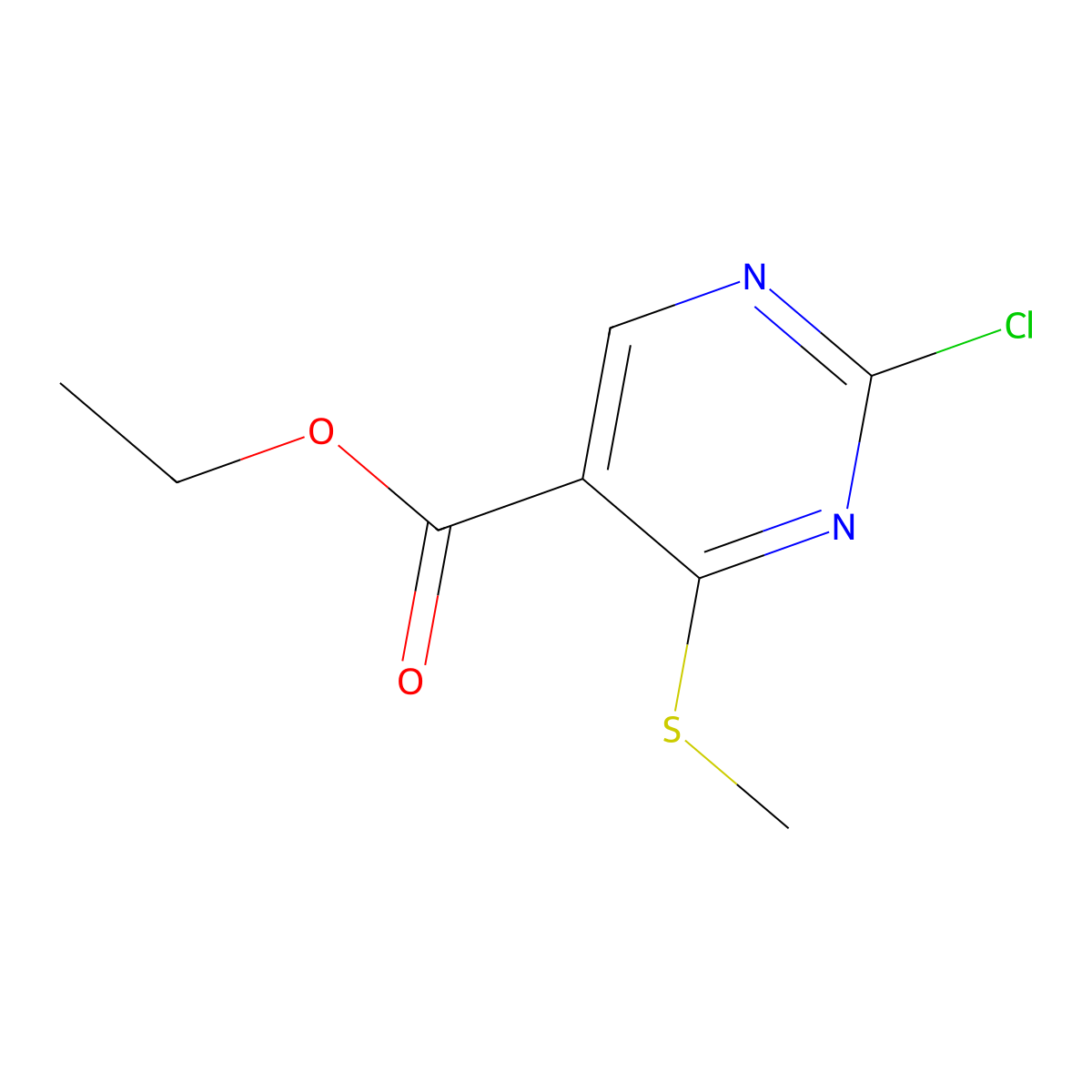 Ethyl 2-chloro-4-(methylthio)pyrimidine-5-carboxylate molecular structure, CAS 643086-93-5