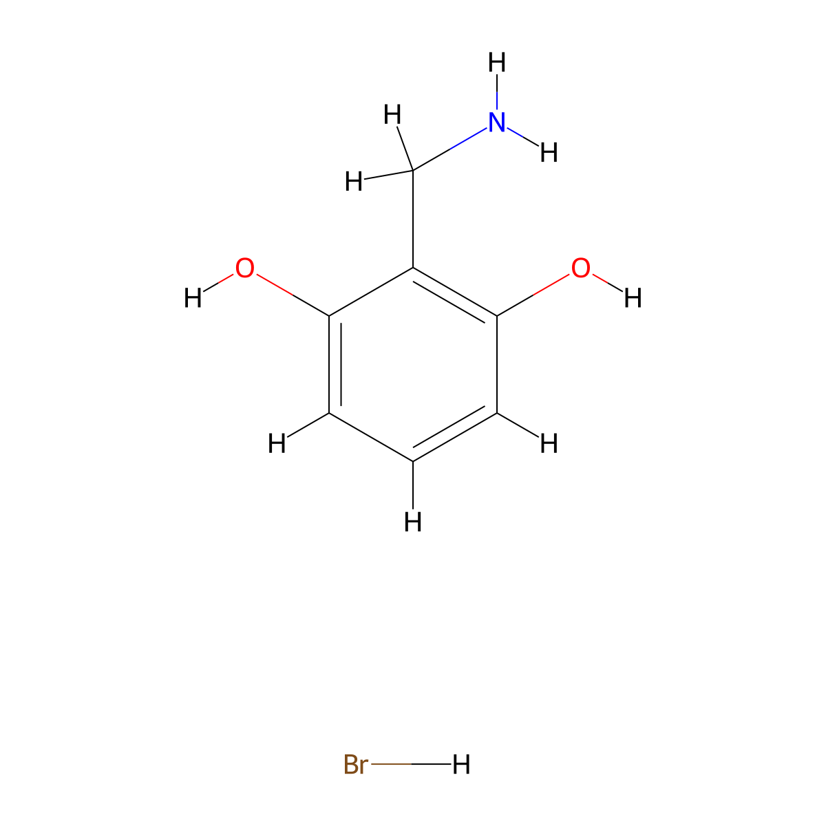 2-(Aminomethyl)benzene-1,3-diol hydrobromide molecular structure, CAS 643087-33-6