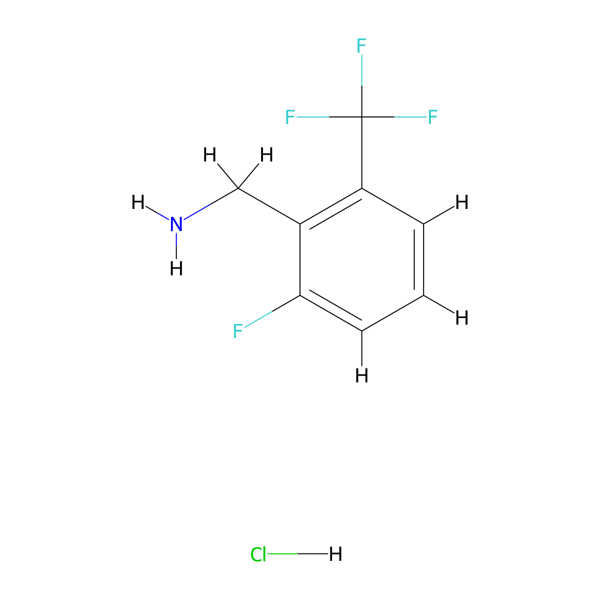 (2-Fluoro-6-(trifluoromethyl)phenyl)methanamine hydrochloride molecular structure, CAS 643088-07-7