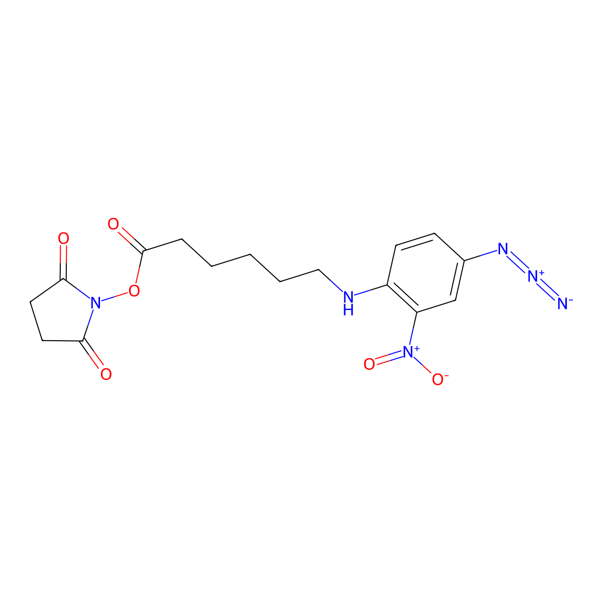 N-succinimidyl-6-(4'-azido-2'-nitrophenylamino)hexanoate molecular structure, CAS 64309-05-3