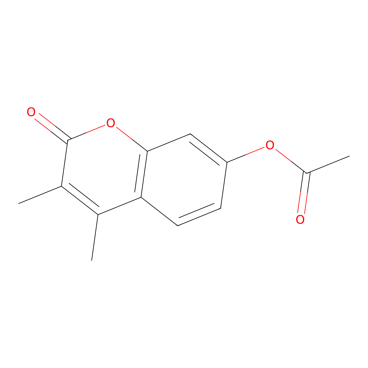 2H-1-Benzopyran-2-one, 7-(acetyloxy)-3,4-dimethyl- molecular structure, CAS 64309-70-2