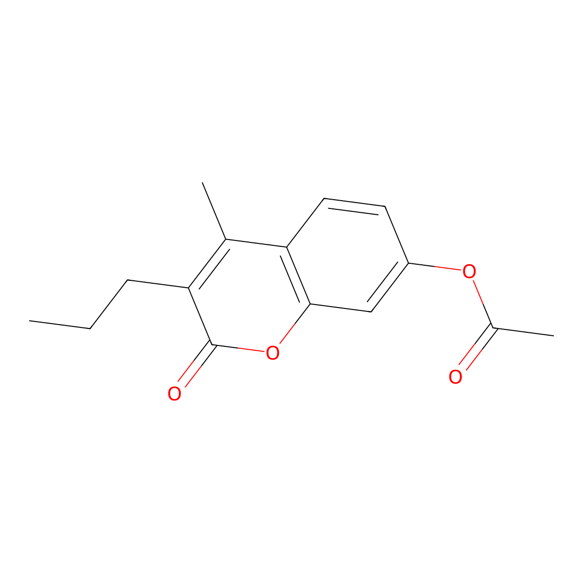 2H-1-Benzopyran-2-one, 7-(acetyloxy)-4-methyl-3-propyl- molecular structure, CAS 64309-71-3