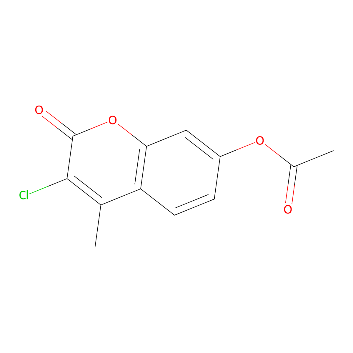 3-chloro-4-methyl-2-oxo-2H-chromen-7-yl acetate molecular structure, CAS 64309-74-6