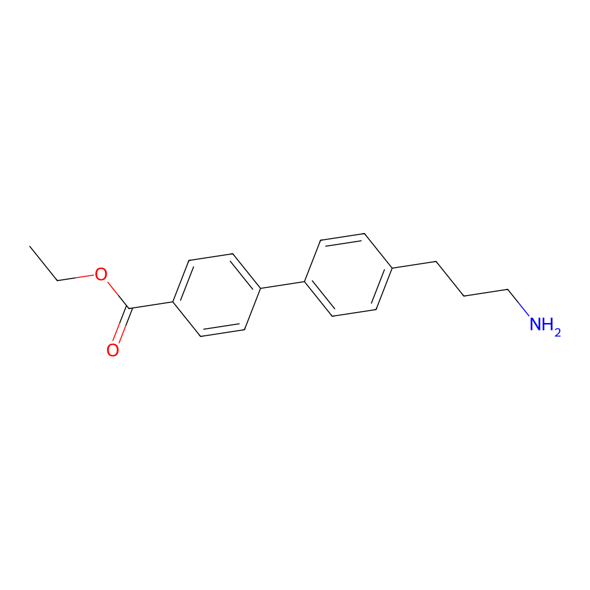 Ethyl 4'-(3-aminopropyl)-1,1'-biphenyl-4-carboxylate molecular structure, CAS 643093-78-1