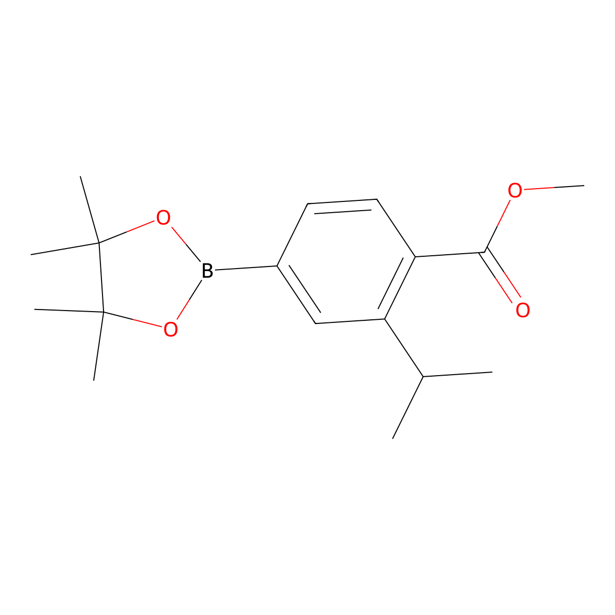 Methyl 2-isopropyl-4-(4,4,5,5-tetramethyl-1,3,2-dioxaborolan-2-yl)benzoate molecular structure, CAS 643094-05-7