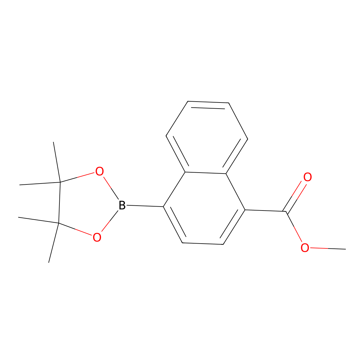 Methyl 4-(4,4,5,5-tetramethyl-1,3,2-dioxaborolan-2-yl)naphthalene-1-carboxylate molecular structure, CAS 643094-08-0