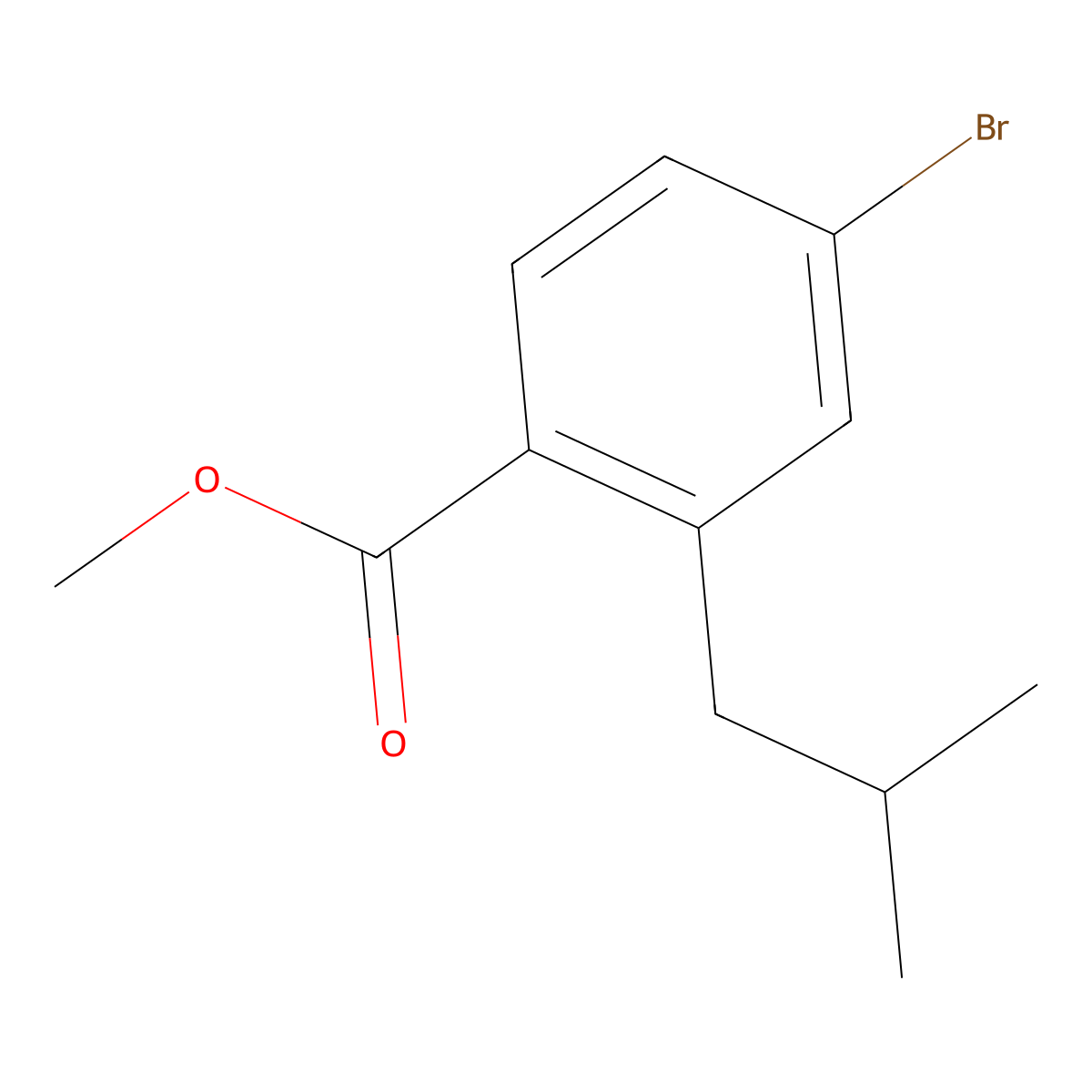 Methyl 4-bromo-2-isobutylbenzoate molecular structure, CAS 643094-18-2