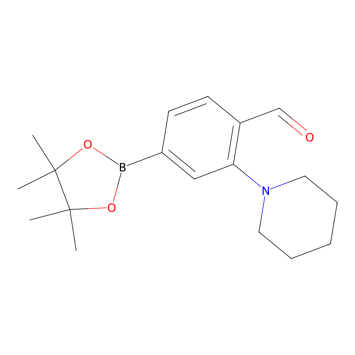 2-(Piperidin-1-YL)-4-(4,4,5,5-tetramethyl-1,3,2-dioxaborolan-2-YL)benzaldehyde molecular structure, CAS 643094-23-9