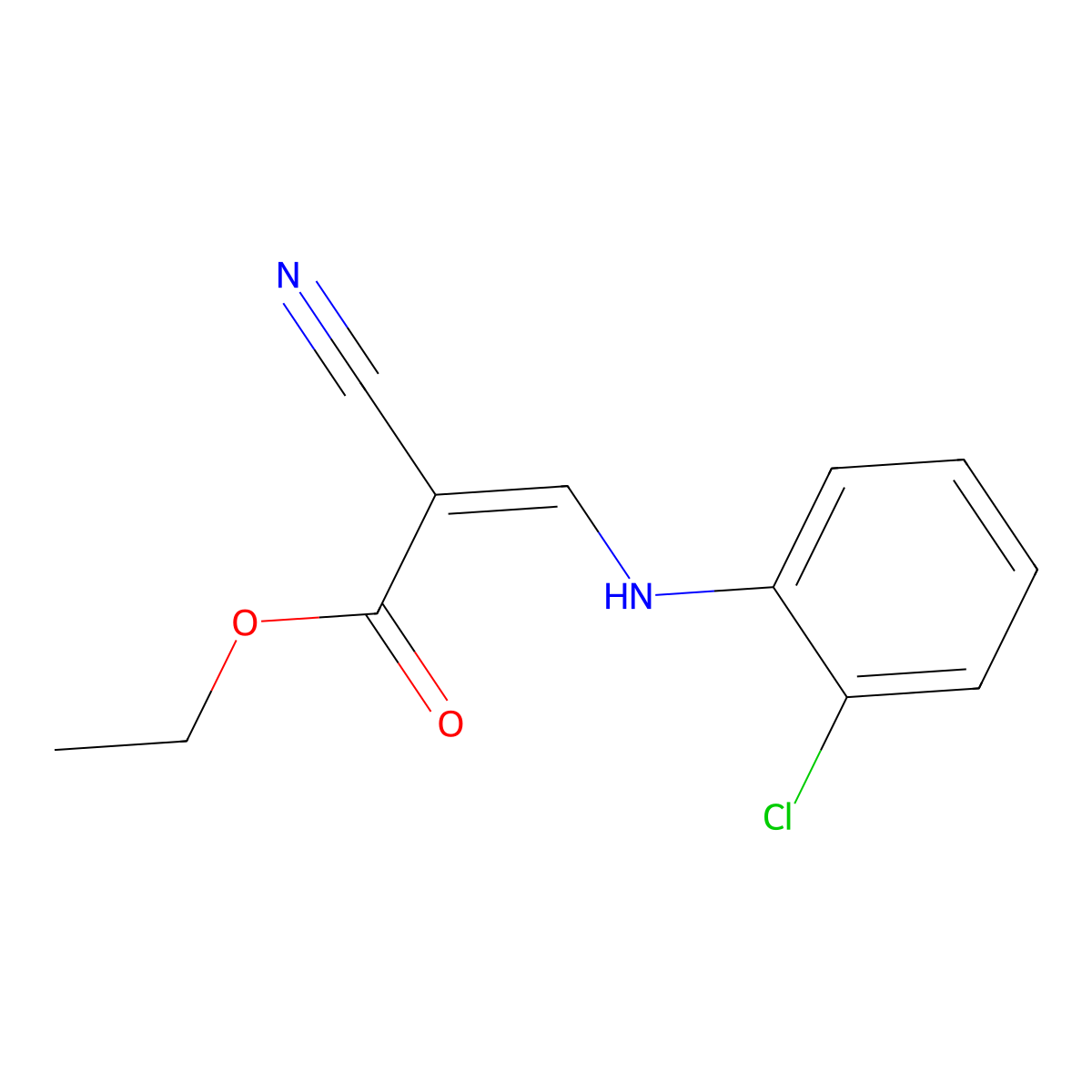 Ethyl 3-(2-chloroanilino)-2-cyanoacrylate molecular structure, CAS 64317-75-5