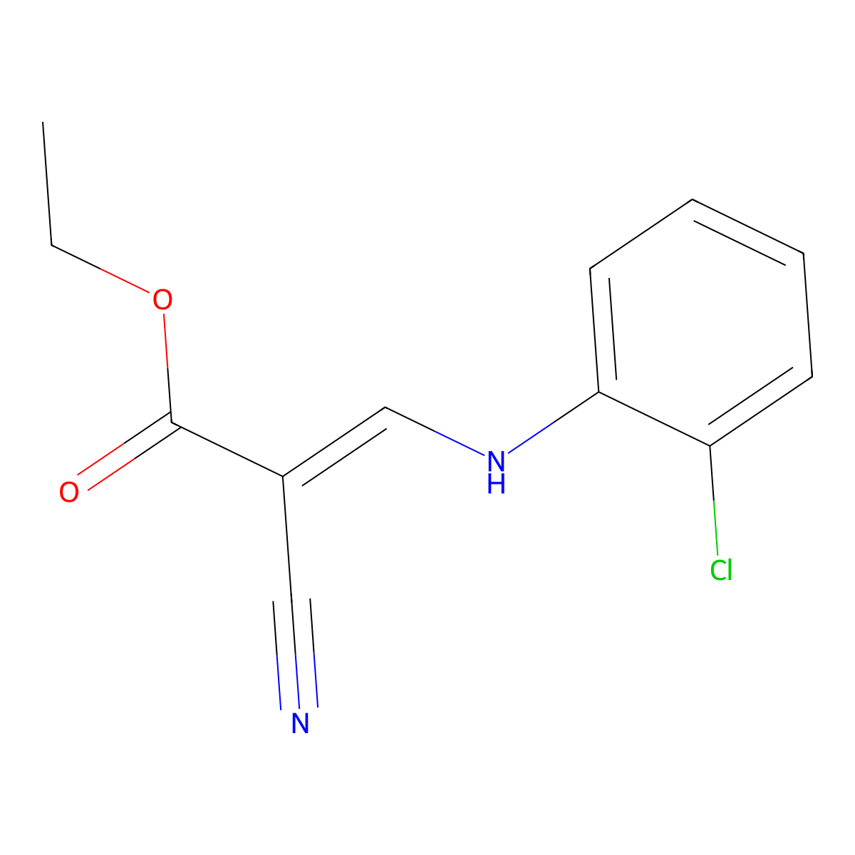 Ethyl 3-(2-chloroanilino)-2-cyanoacrylate molecular structure, CAS 64317-75-5