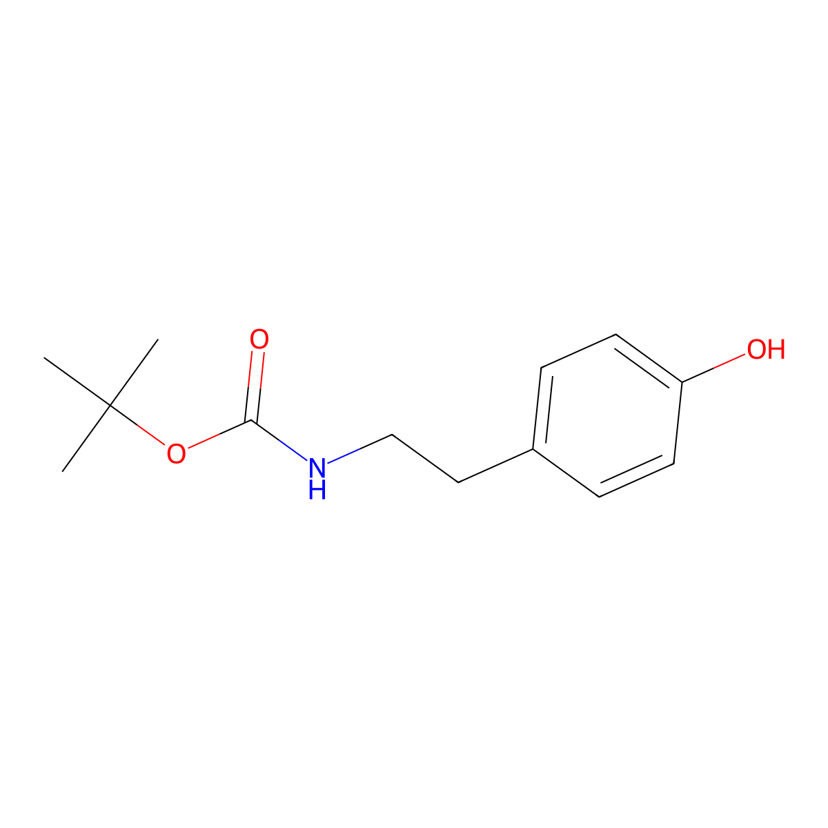 tert-butyl N-(2-(4-hydroxyphenyl)ethyl)carbamate molecular structure, CAS 64318-28-1