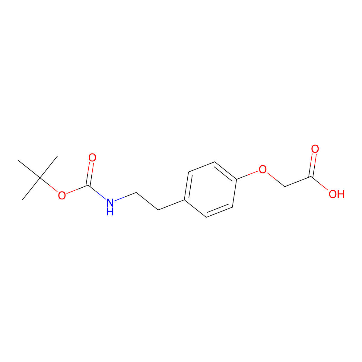 [4-(2-tert-Butoxycarbonylamino-ethyl)-phenoxy]-acetic acid molecular structure, CAS 64318-33-8