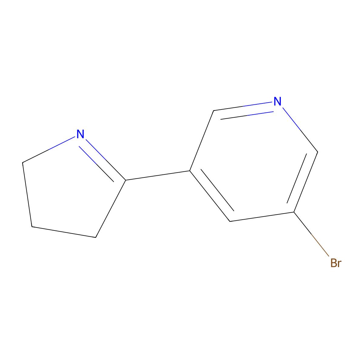 3-bromo-5-(3,4-dihydro-2H-pyrrol-5-yl)pyridine molecular structure, CAS 64319-85-3