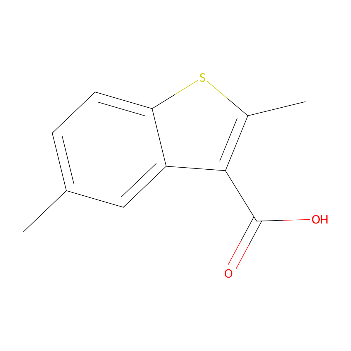 2,5-Dimethyl-1-benzothiophene-3-carboxylic acid molecular structure, CAS 6432-33-3