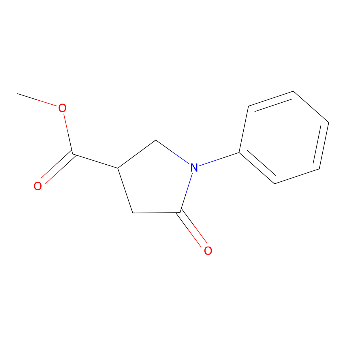 Methyl 5-oxo-1-phenylpyrrolidine-3-carboxylate molecular structure, CAS 64320-92-9