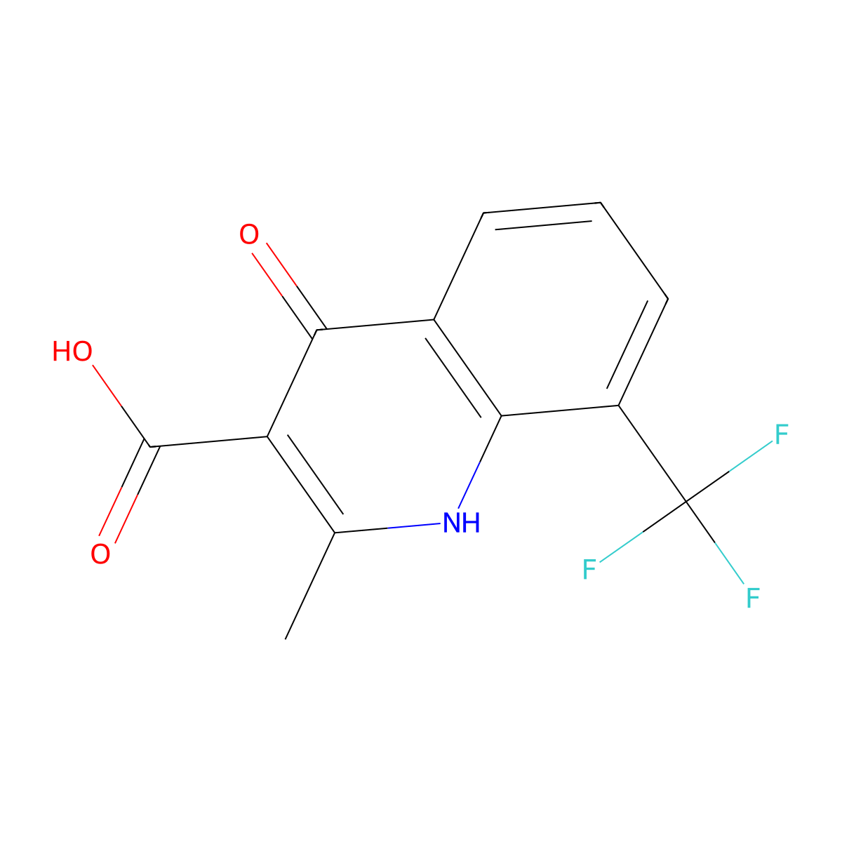 4-Hydroxy-2-methyl-8-(trifluoromethyl)quinoline-3-carboxylic acid molecular structure, CAS 64321-67-1