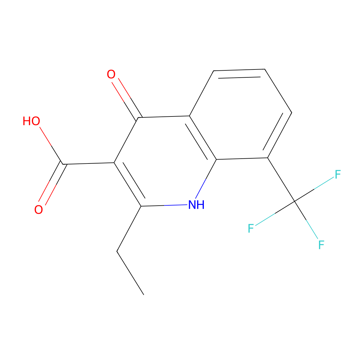 2-Ethyl-4-hydroxy-8-(trifluoromethyl)quinoline-3-carboxylic acid molecular structure, CAS 64321-70-6