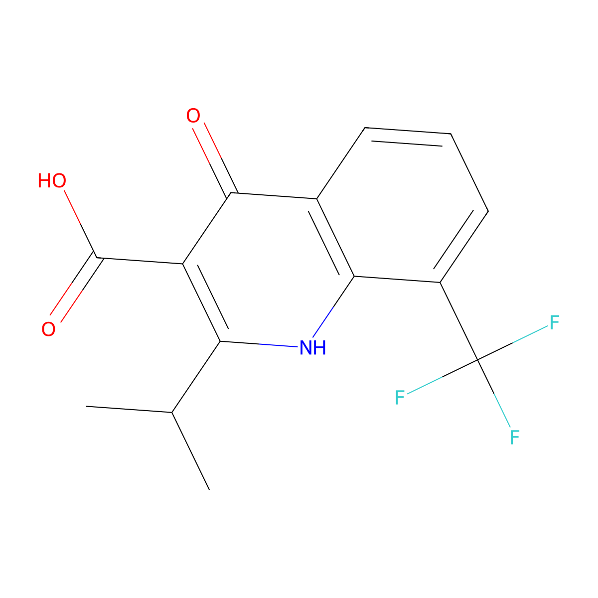 4-Hydroxy-2-isopropyl-8-(trifluoromethyl)quinoline-3-carboxylic acid molecular structure, CAS 64321-75-1