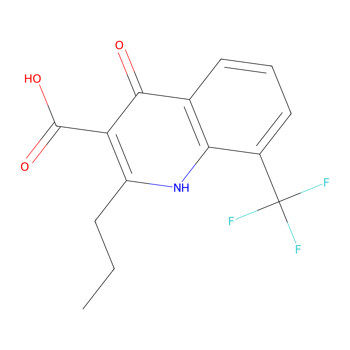4-Hydroxy-2-propyl-8-(trifluoromethyl)quinoline-3-carboxylic acid molecular structure, CAS 64321-80-8