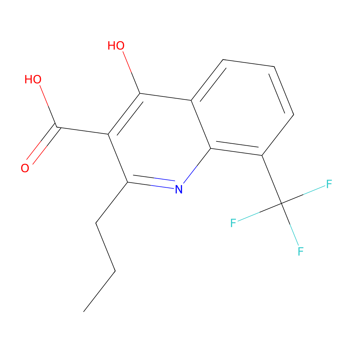 4-Hydroxy-2-propyl-8-(trifluoromethyl)quinoline-3-carboxylic acid molecular structure, CAS 64321-80-8