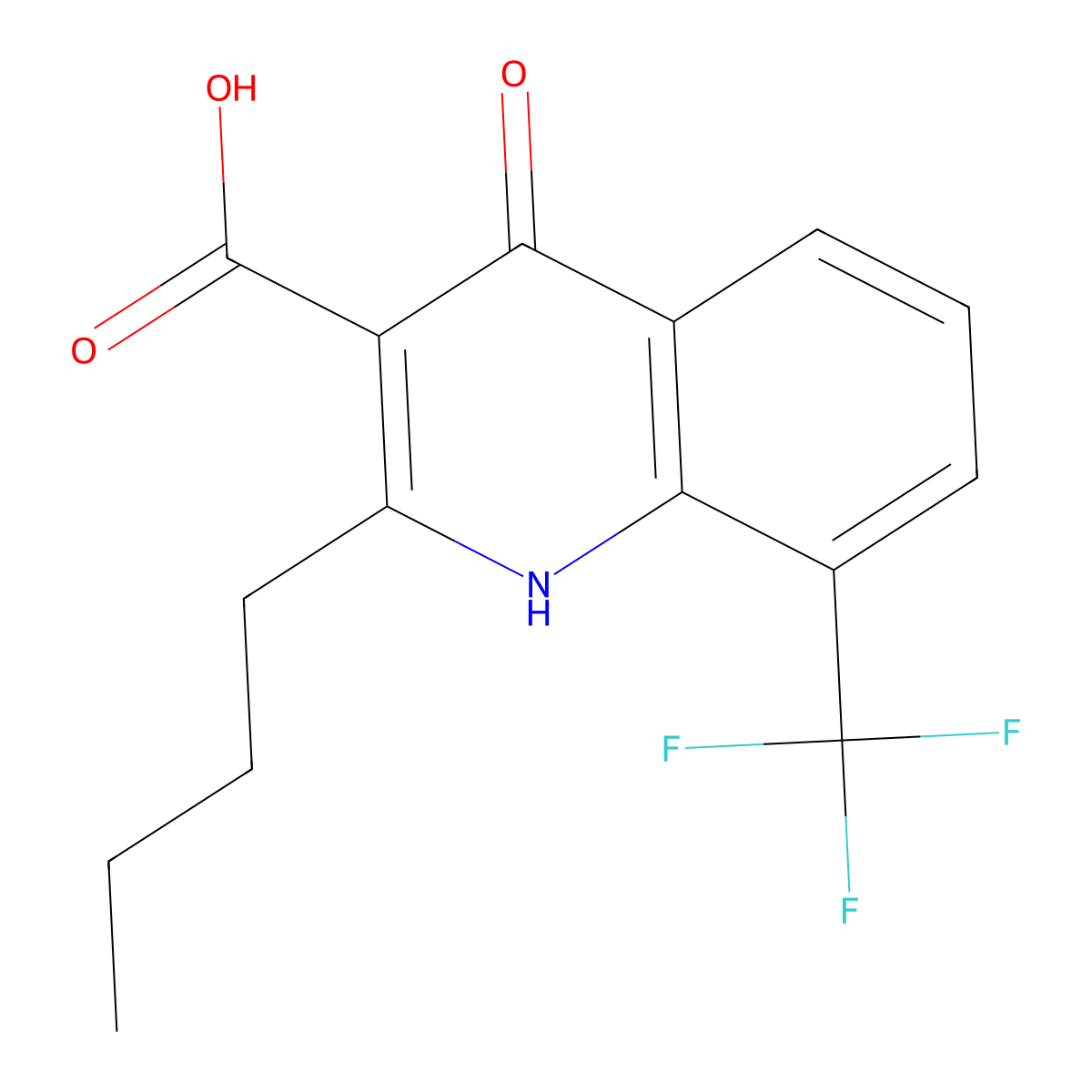 2-Butyl-4-hydroxy-8-(trifluoromethyl)quinoline-3-carboxylic acid molecular structure, CAS 64321-85-3