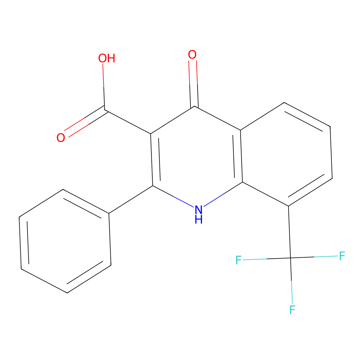 4-Hydroxy-2-phenyl-8-(trifluoromethyl)quinoline-3-carboxylic acid molecular structure, CAS 64321-97-7