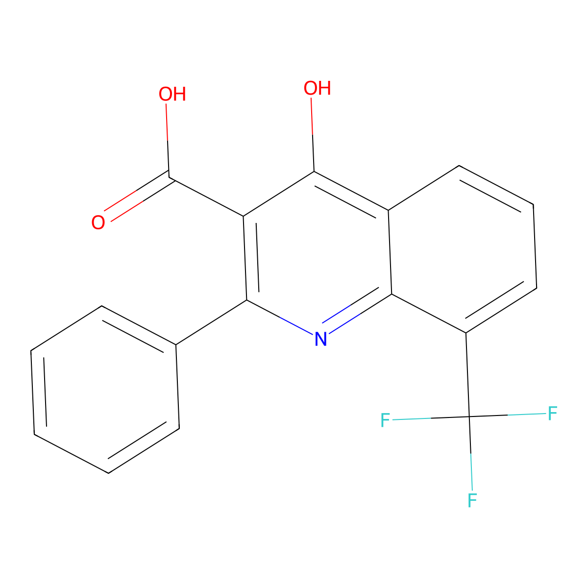 4-Hydroxy-2-phenyl-8-(trifluoromethyl)quinoline-3-carboxylic acid molecular structure, CAS 64321-97-7