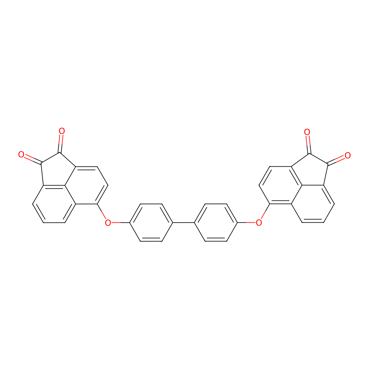 1,2-Acenaphthylenedione, 5,5'-[[1,1'-biphenyl]-4,4'-diylbis(oxy)]bis- molecular structure, CAS 64325-43-5