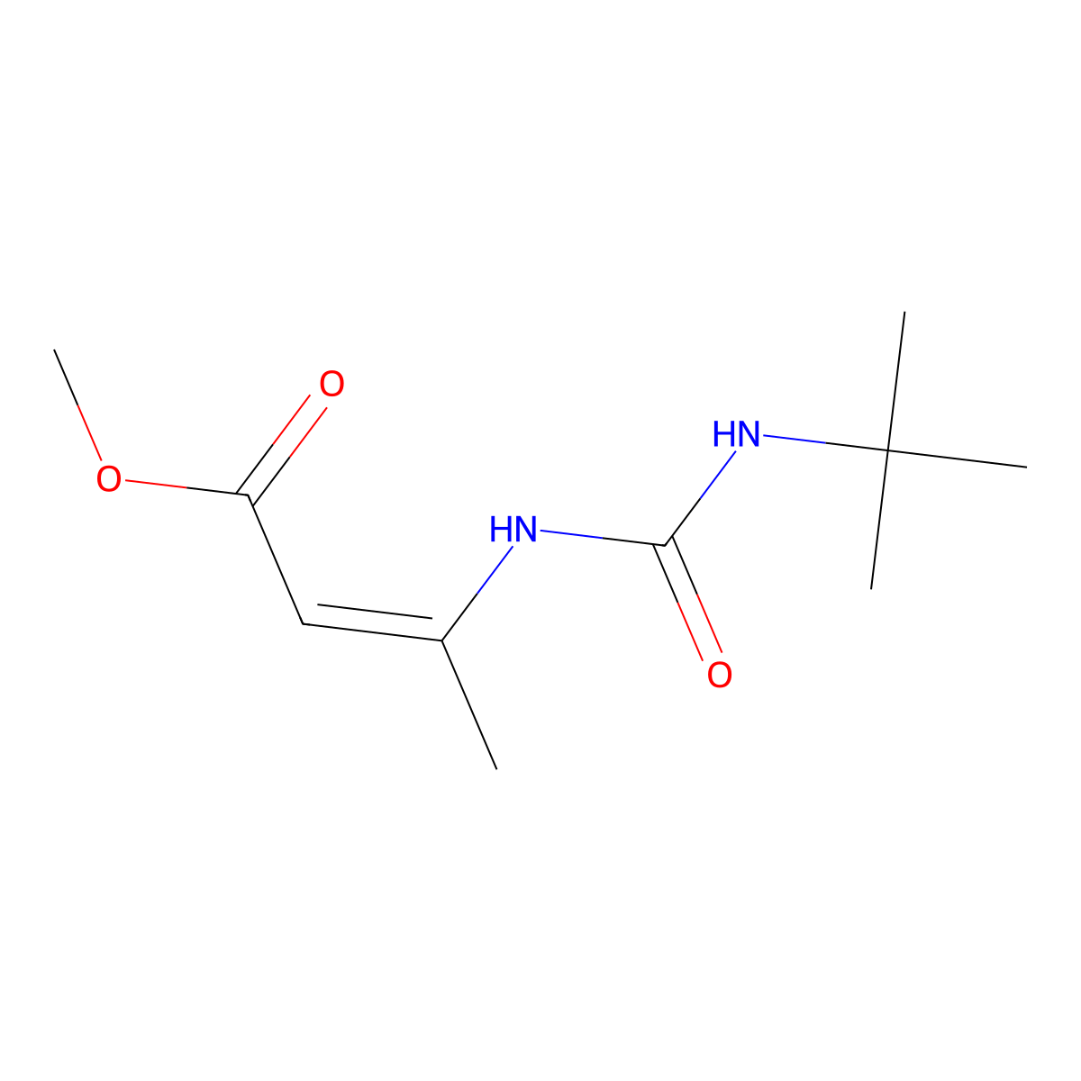 2-Butenoic acid, 3-((((1,1-dimethylethyl)amino)carbonyl)amino)-, methyl ester molecular structure, CAS 64346-47-0