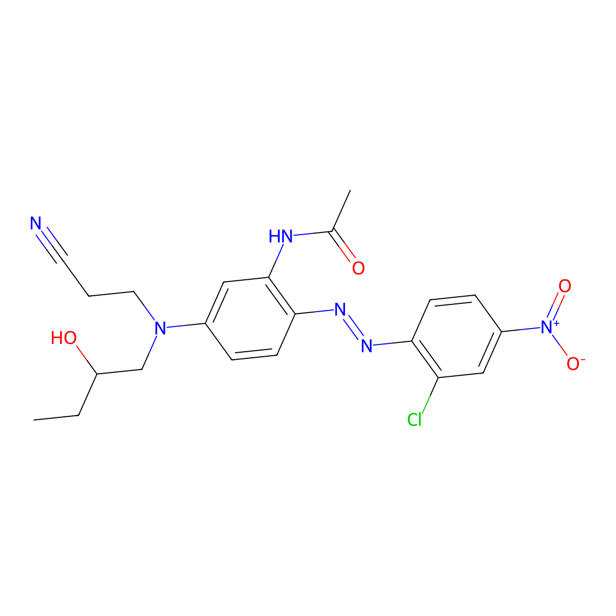 Acetamide, N-[2-[2-(2-chloro-4-nitrophenyl)diazenyl]-5-[(2-cyanoethyl)(2-hydroxybutyl)amino]phenyl]- molecular structure, CAS 64346-60-7
