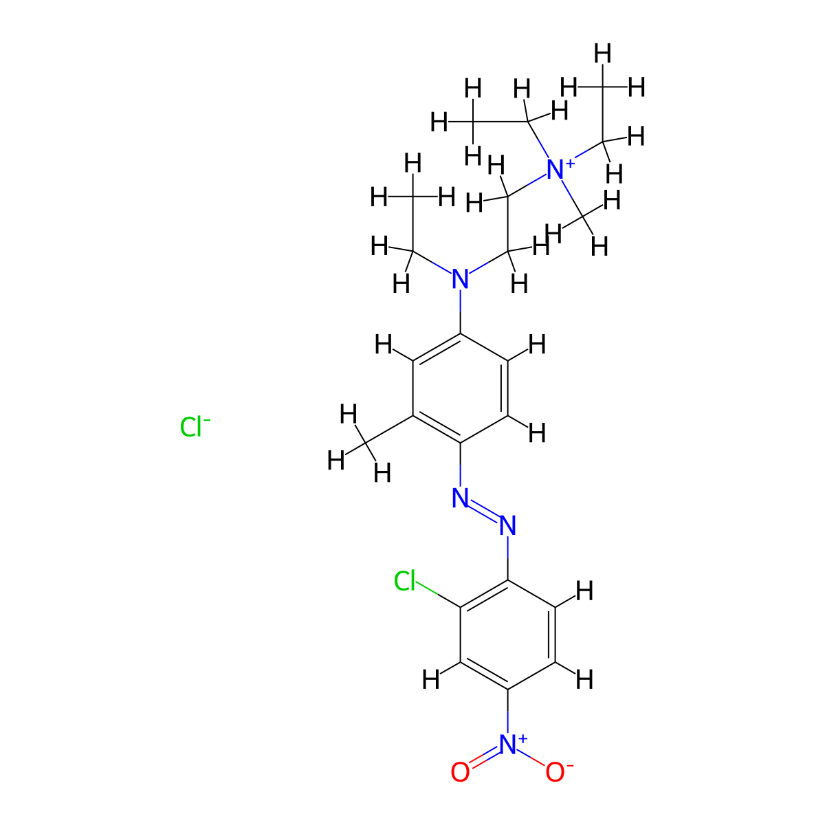 Ethanaminium, 2-[[4-[2-(2-chloro-4-nitrophenyl)diazenyl]-3-methylphenyl]ethylamino]-N,N-diethyl-N-methyl-, chloride (1:1) molecular structure, CAS 64346-61-8