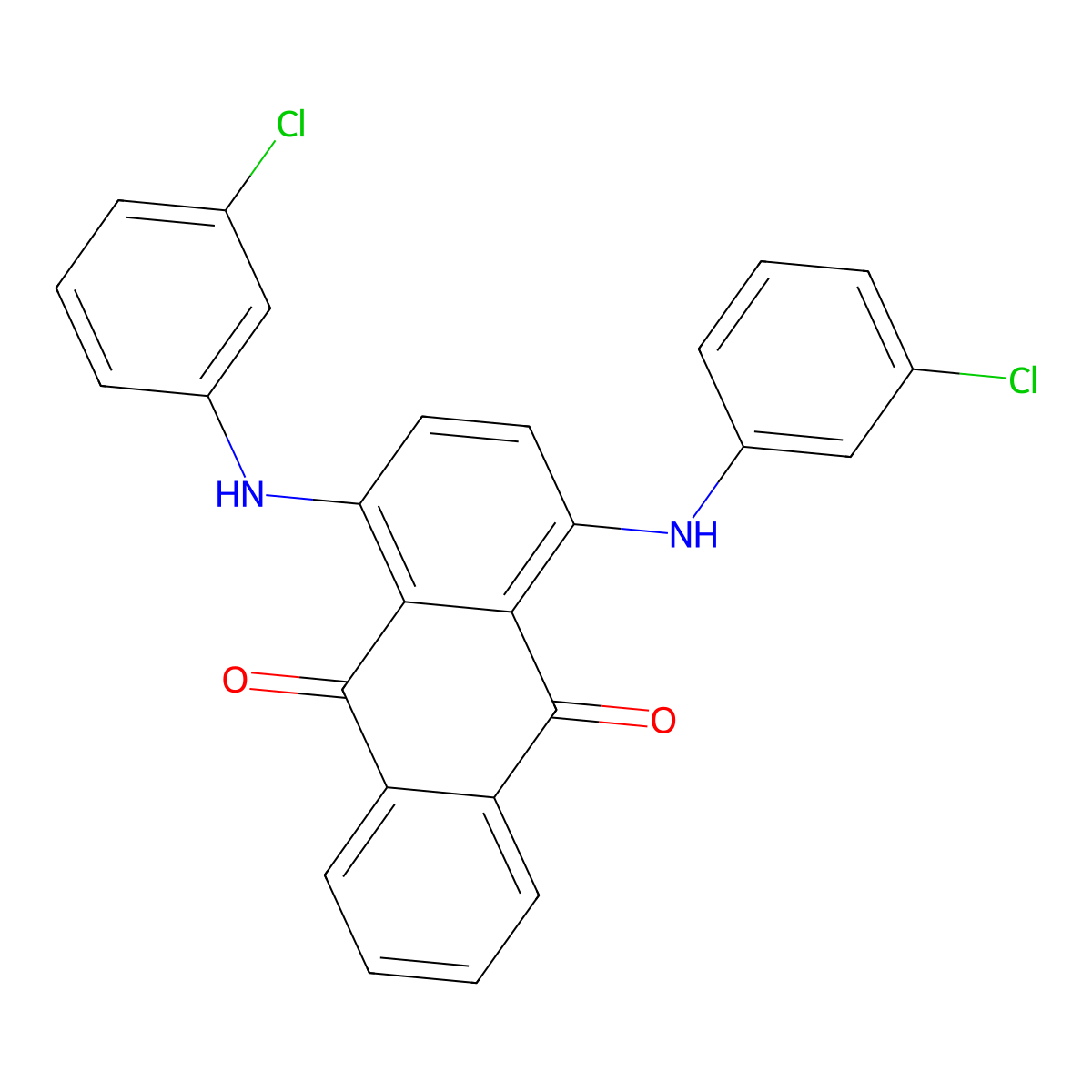 9,10-Anthracenedione, 1,4-bis[(3-chlorophenyl)amino]- molecular structure, CAS 64346-71-0