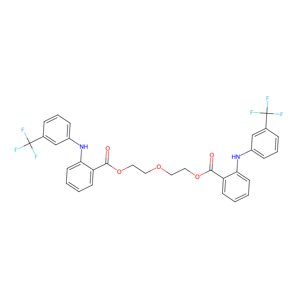2-(2-(2-(3-(Trifluoromethyl)anilino)benzoyl)oxyethoxy)ethyl 2-(3-(trifluoromethyl)anilino)benzoate molecular structure, CAS 64352-84-7
