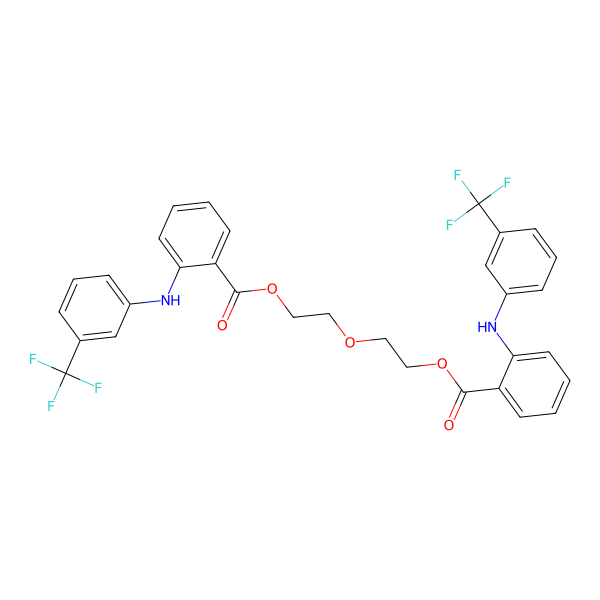 2-(2-(2-(3-(Trifluoromethyl)anilino)benzoyl)oxyethoxy)ethyl 2-(3-(trifluoromethyl)anilino)benzoate molecular structure, CAS 64352-84-7